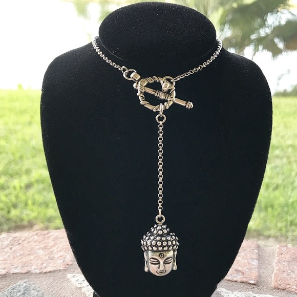 Silverskylight Jewelry - Boho buddha lariat steel toggle clasp necklace